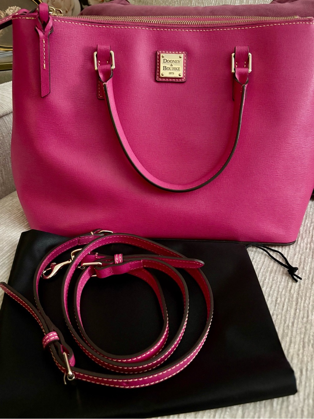 Dooney & Bourke Willa Zip Satchel Pink Saffiano Leather